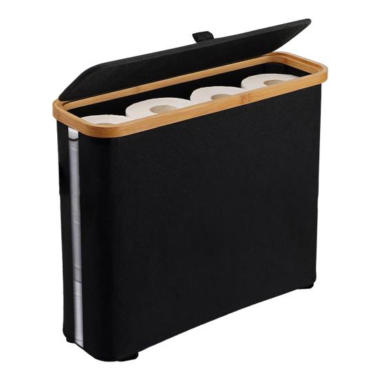 

Корзина для хранения туалетной бумаги, большая вместимость, водонепроницаемый, многоцелевой, простой в установке органайзер для хранения туалетной бумаги с крышкой чёрный