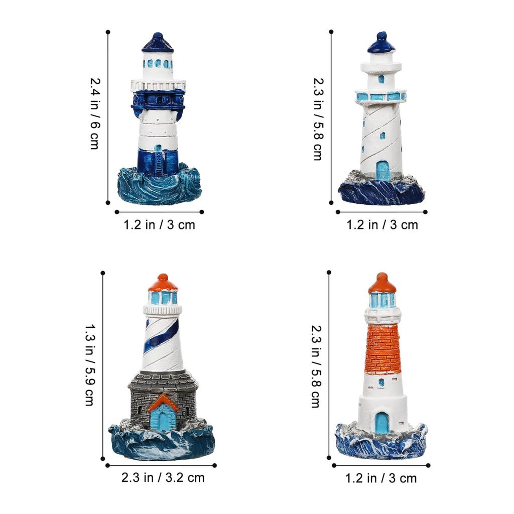 BESPORTBLE Mini Lighthouse Decoration Resin Mediterranean Lighthouse Figurine, Nautical Theme Decor Miniature for Landscaping