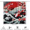 Japanese Red Fish Bath Curtainfloral Print Waterproof Shower Room Decor, Modern Style Home Decoration Wall Hanging Bathroom Cove