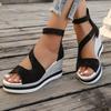 Women's Platform Slip On Sandals, Back Zipper Casual Hollow Walking Shoes, Comfort Wedge Vacation Shoes