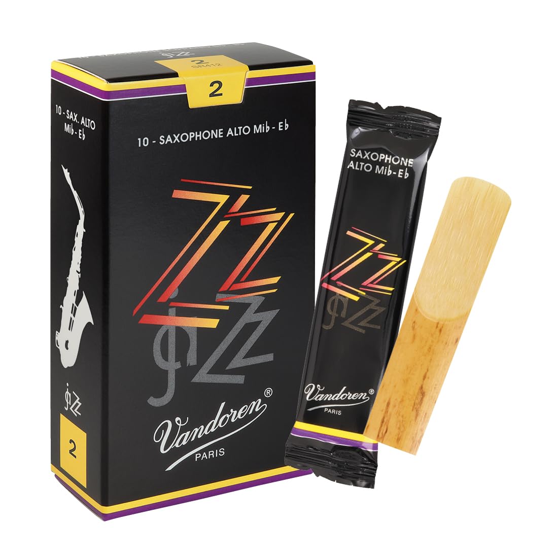 Vandoren ZZ Alto Saxophone Reeds, Hardness 2 (10 reeds)