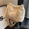 This year's popular bag 2025 new solid color texture shoulder bag high sense versatile diamond chain bag bucket bag