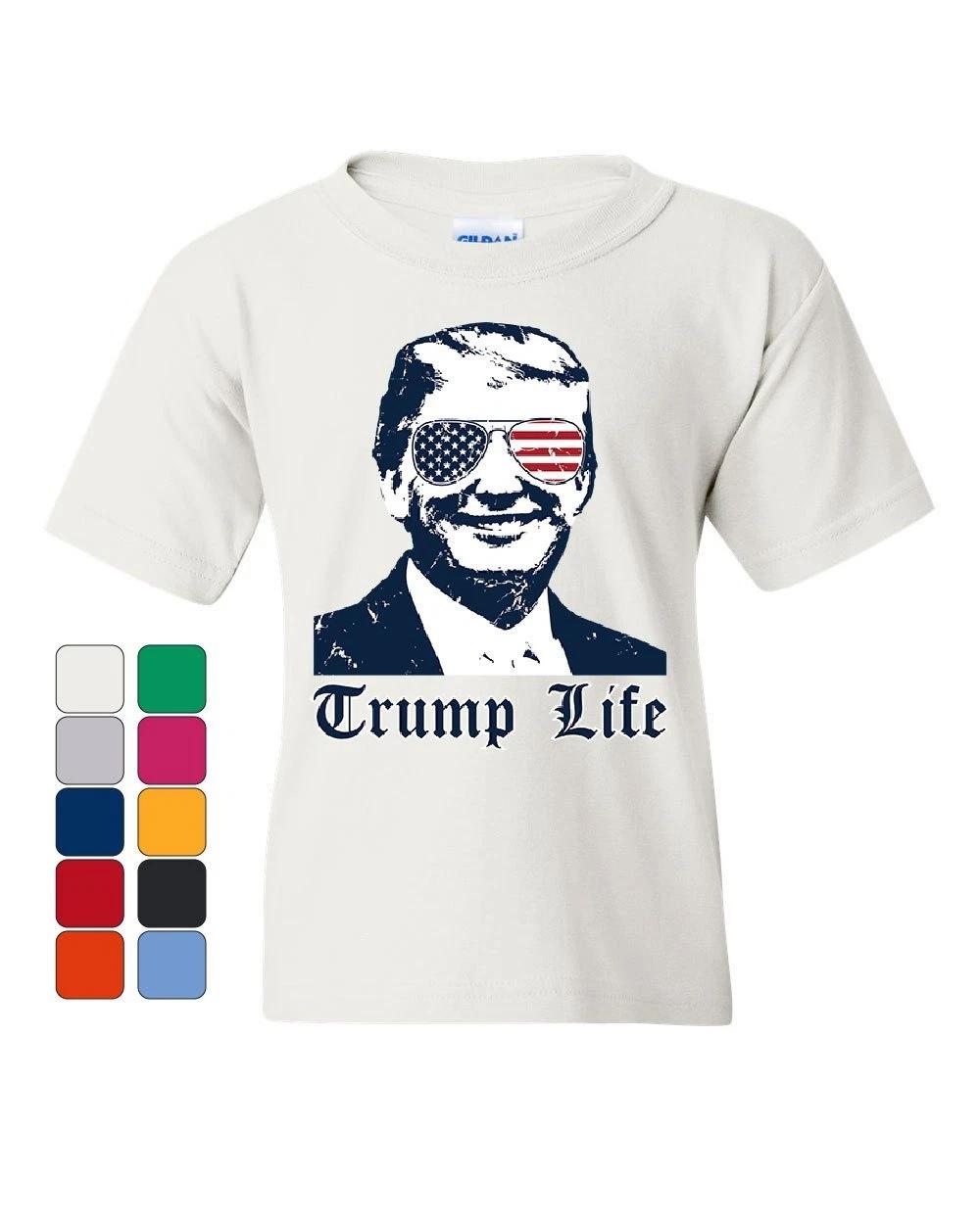 Trump Life Youth kids boys T-Shirt 45th MAGA Keep America Great Thug Life Parody Kids Tee 120