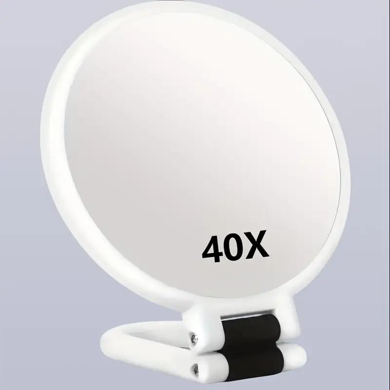 40X Magnification Dual-Sided Handheld Mirror with 360° Adjustable Stand & Travel Case - Foldable Makeup Mirror for Precision
