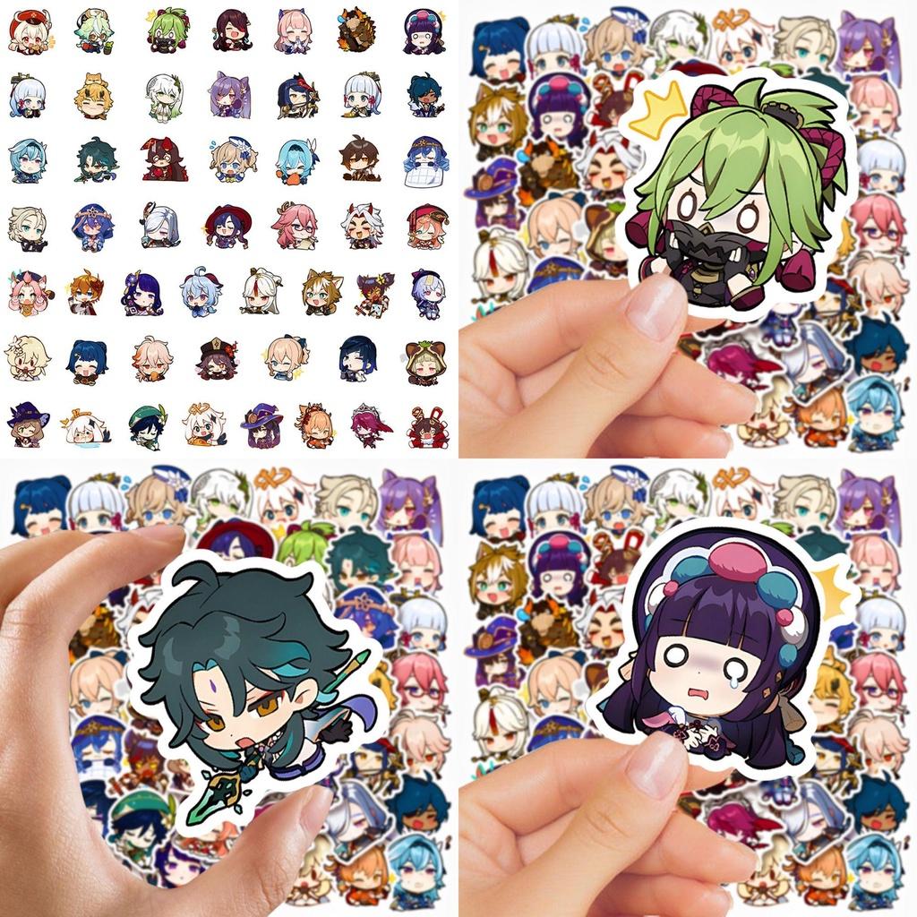 50pcs Genshin Impact Waterproof Sticker Set Venti Xiao Klee Decor For Luggage Cases