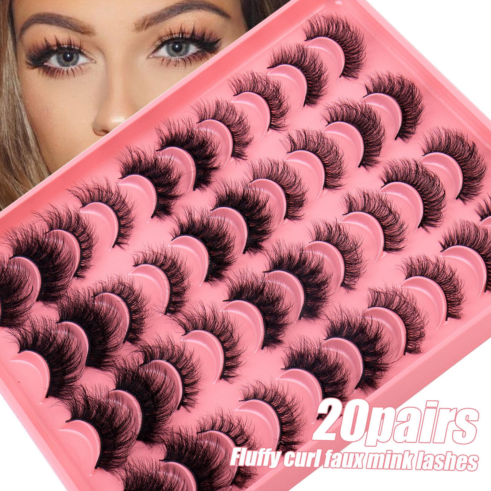 

20 Pairs of Imitation Mink False Eyelashes, Natural Curled Eyelashes, Natural Nude Makeup, Thick Eyelashes