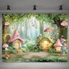 Set von 1 Magischer Waldpilzraum-Hintergrund, Fotografie-Hintergrund aus Polyesterfaser