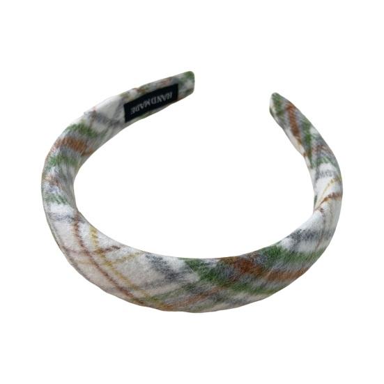 Padded Plaid Women Headband Wide Hair Band Lightweight Anti-slip Hair Loop Fall Winter Girls