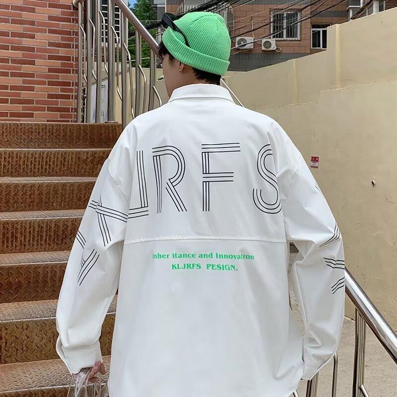 

2024 Повседневная свободная рубашка с лацканами в клетку для мужчин среднего возраста и молодых мужчин, деловая повседневная модная куртка для мужчин 3XL белый