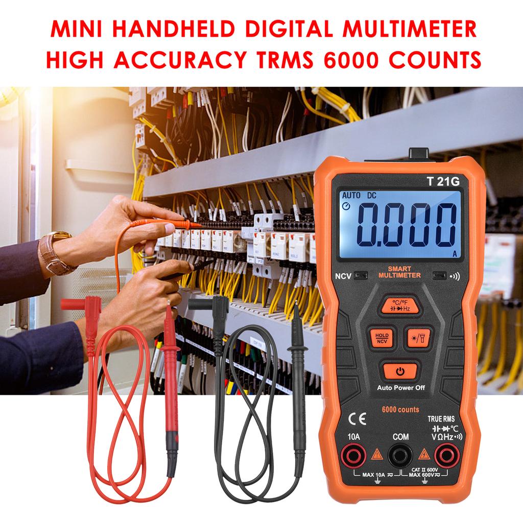 NJTY T21G Mini Smart Multimeter 6000 Counts True RMS Universal Meter Pocket Size Compact 2 inch LCD Digital Multi Meter