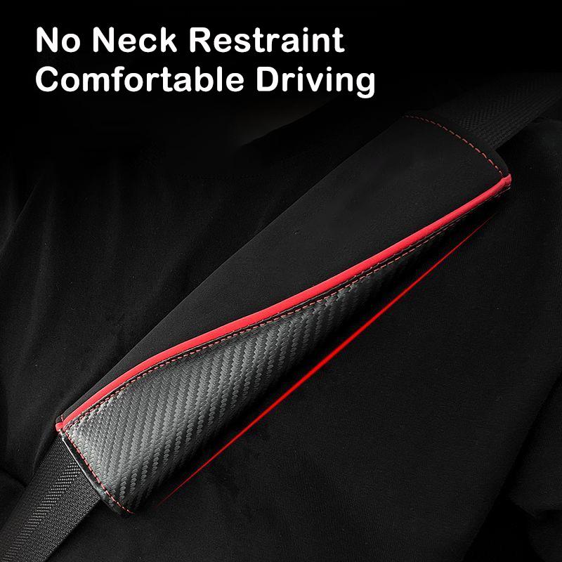 2Pcs Leather Car Seat Belt Covers Shoulder Protection Safety Belt Pads Carbon Fiber Decompression Comfort Auto Accessories