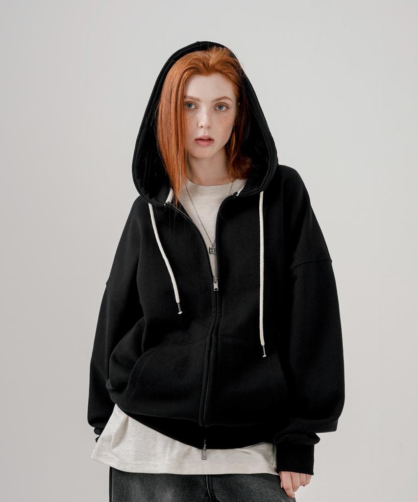 Ezkaton Over Drop Heavy Cotton Zip-Up Hoodie Black Shot6766
