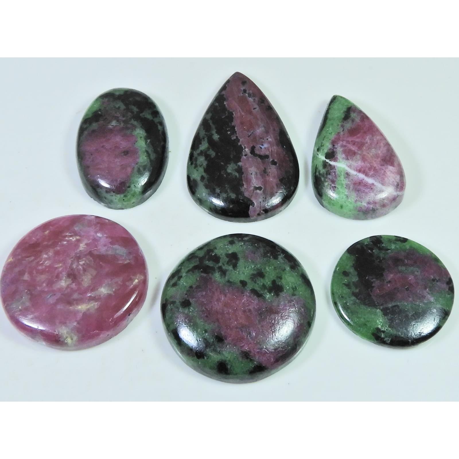 

322Cts.. Natural Ruby Zoisite Mix Shape Cabochon Loose Gemstone 06Pcs Lot C-498