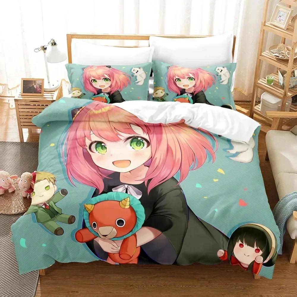 Anime SPY×FAMILY Bedding Set Anya Forger Printed With Pillowcase Bed Duvet Cover Soft Queen King Size Bedclothes Home For Gifts
