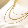 Minimalist Gold-Plated Triple-Layer Snake Bone Chain Necklace