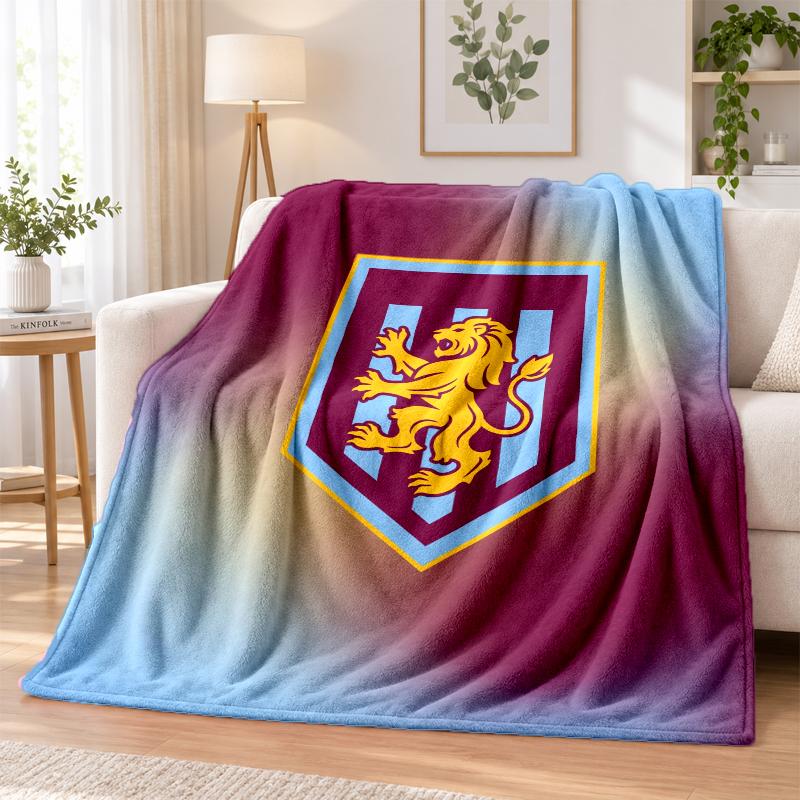 Aston Villa Football Printed Flannel Blanket Warm Comfort Bed Throw For Indoor Home Decoration