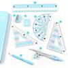 8pcs/Set, Ruler Compass Pencil Set, Geometry Math Drawing Stationery, School Supplies