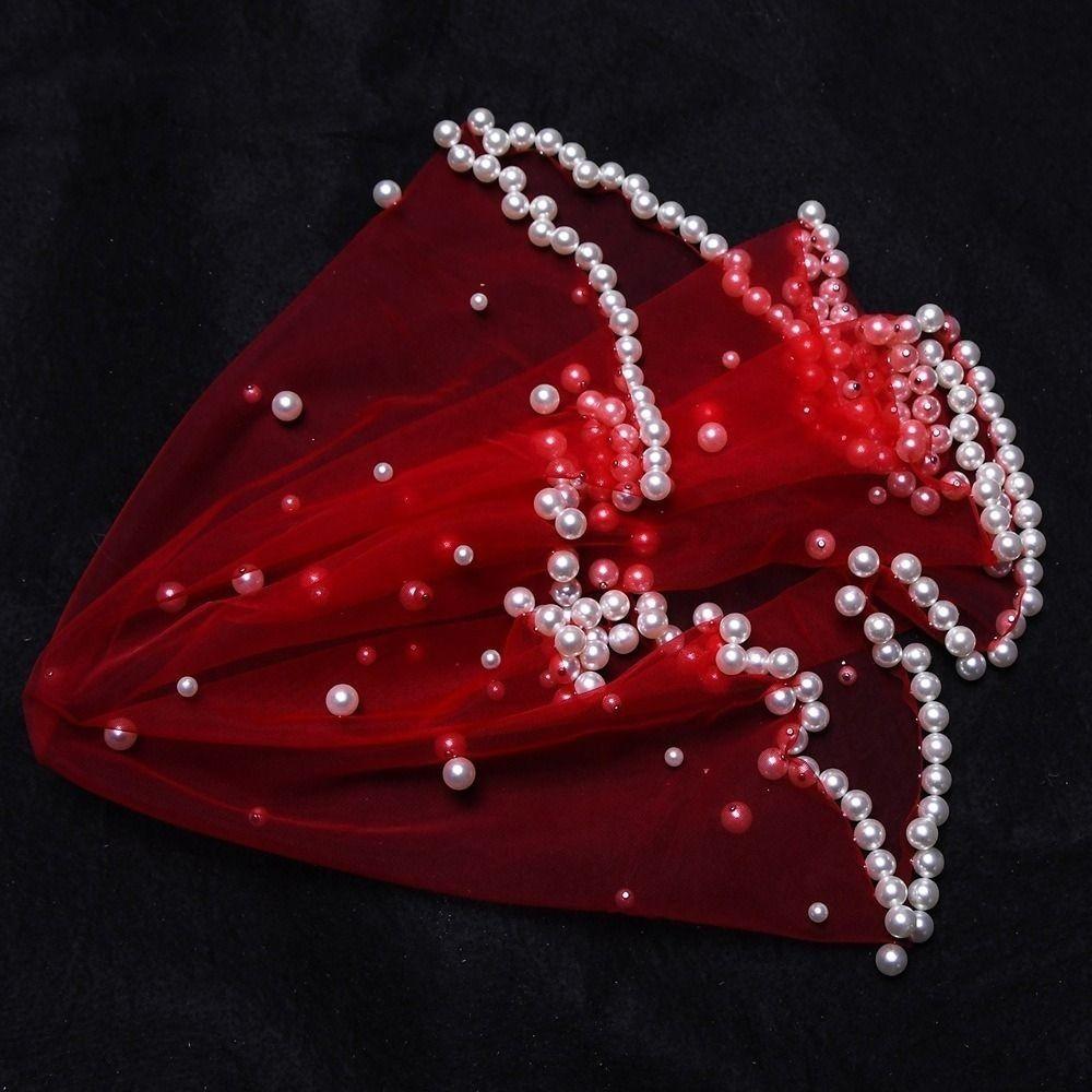 French Wedding Veils Pearls Beads Bride Head Gauze Fashion Brides Veil  Bride Accessories