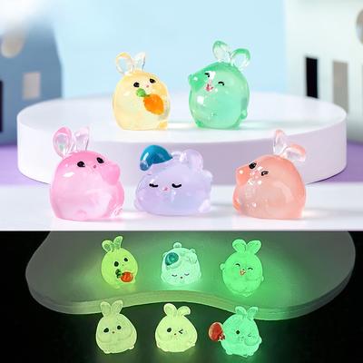 10Pcs/lot Cartoon Luminous Rabbit Animals Mini Figurine Glow In the Dark Miniatures Fairy Garden Decoration Moss Terrarium Micro Landscape