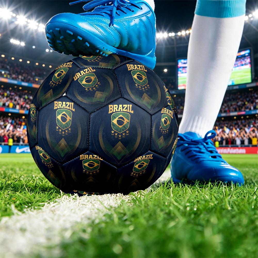 Brasilien Fußball Aufdruck Größe 5 Fußball Ball Verschleißfest Standard Erwachsenen Trainingsfußball Fan Geschenk für Indoor Outdoor Spiel Sport