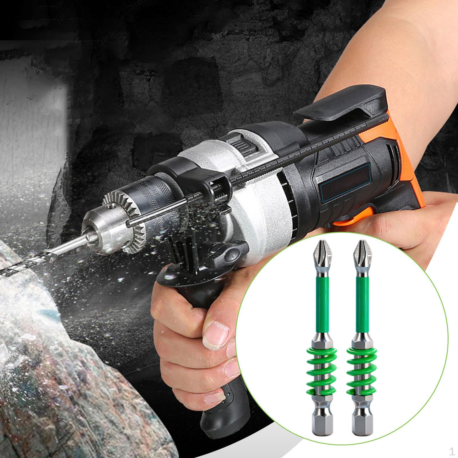 

2 Pieces Screwdriver Drill Bit AntiSlip Cross Accessories Sturdy Practical 65mm зелений