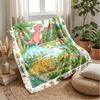 Dinosaur Adventure In the Jungle Blanket Personalized Name Flannel Blanket Soft Cozy Plush Throw for Sofa Bed Lightweight Home Decor