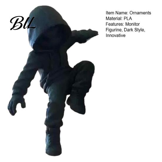 Creative Monitor Climber Statue Dark Hooded Villain Figurine, Cool Faceless Hanging Ornament, 3D Printed Screen Decor PLA Desktop for Computer Gaming