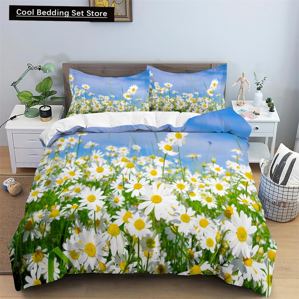Watercolor Flowers King Queen Duvet Cover Colorful Blooming Floral Bedding Set for Teen Adult Plant 2/3pcs Polyester Quilt Cover