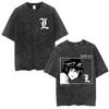 Vintage Washed Anime Death Note Manga Logo Graphic T-shirt Men Women Printed Tee Summer Casual Fashion Clothing Tops High Quality Streetwear