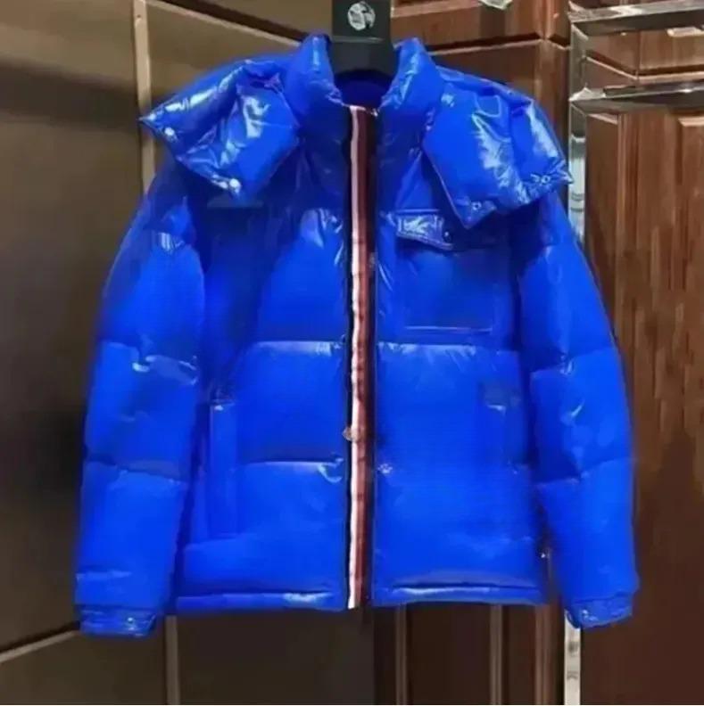 In-Stock Winter Unisex Bright Surface Thickened Warm Down Hooded Jacket