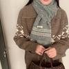 Korean Style Ladies Wool Scarf Retro Winter Scarf Versatile Knitted Scarf
