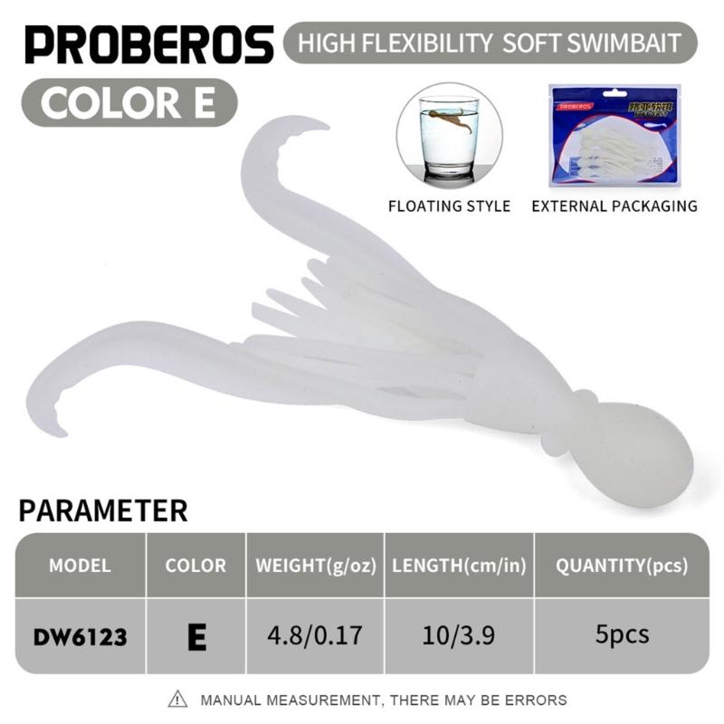 5pcs Floating Fishing Lures Squid Jig Soft Baits Silicone Artificial Baits Swimbaits Fishing Accessories