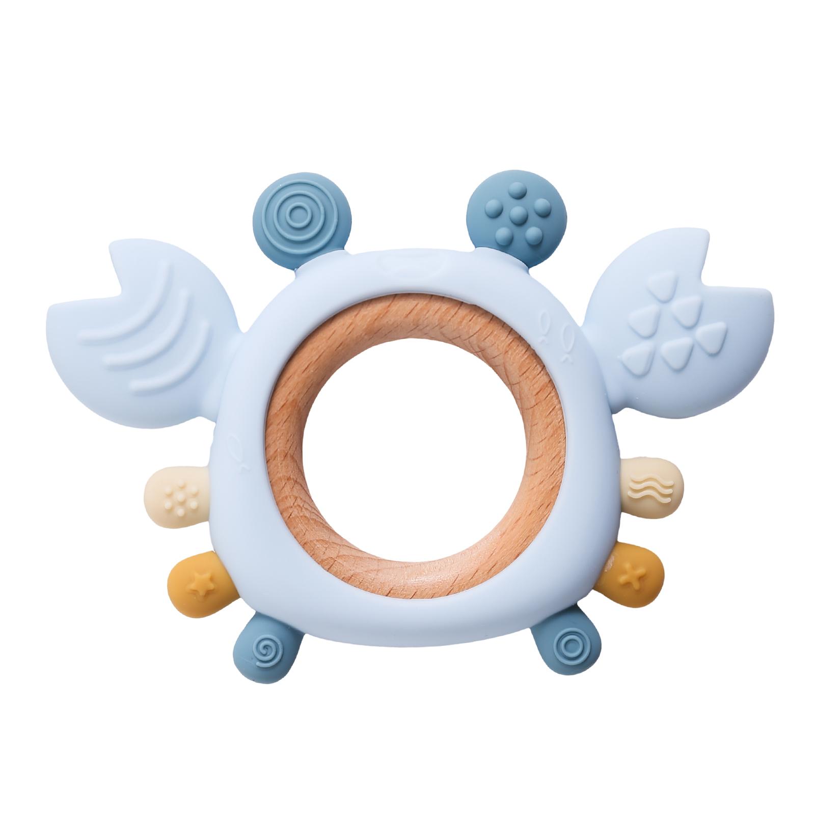 Siliconen Baby Bijtring Baby Speelgoed 0 Tot 6 Maanden Bpa Vrij Kauwen Tandjes Speelgoed Krab Houten Ring Bijtring Reborn Siliconen Baby Speelgoed