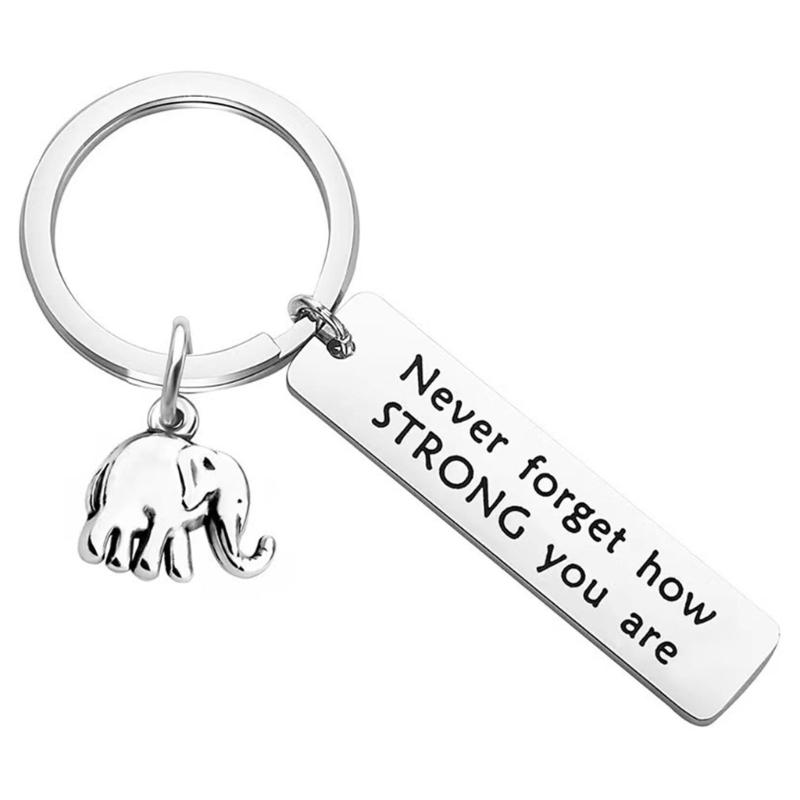

Elegant Metal Elephant Keychain Encouraging Never Forget Strong Motivational Decoration for Office or Home