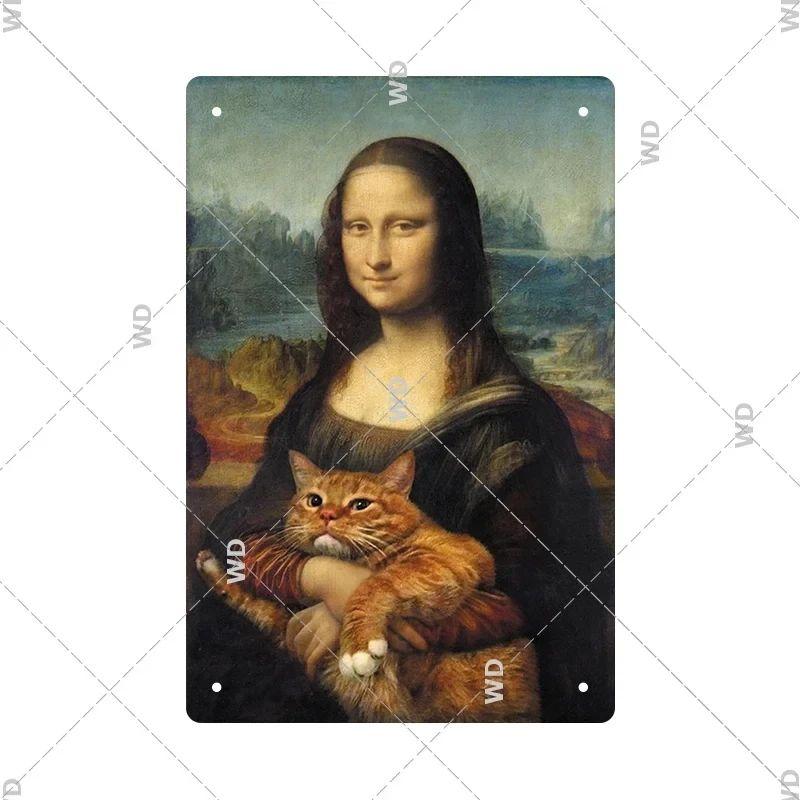 Vintage Mona Lisa Metal Tin Sign Retro Wall Art Home Decor Bar Pub Man Cave Gift