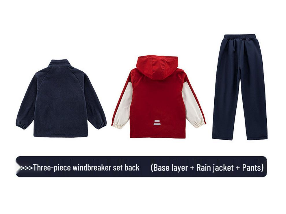 Children's Windbreaker Uniform: 3-Piece Set for Primary School - Detachable for Spring, Autumn, and Winter Wear.