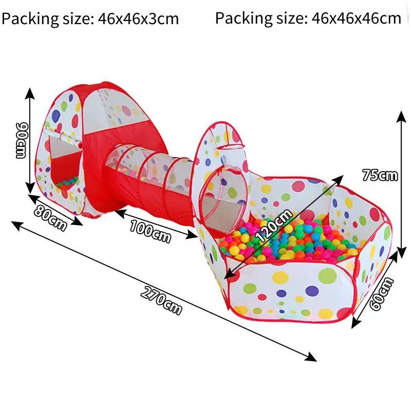 Foldable 3-in-1 Pop Up Play Tunnel Tent Kids Fort Ball Pit Basketball Hoop Portable Indoor Crawl Space Camping Play Equipment