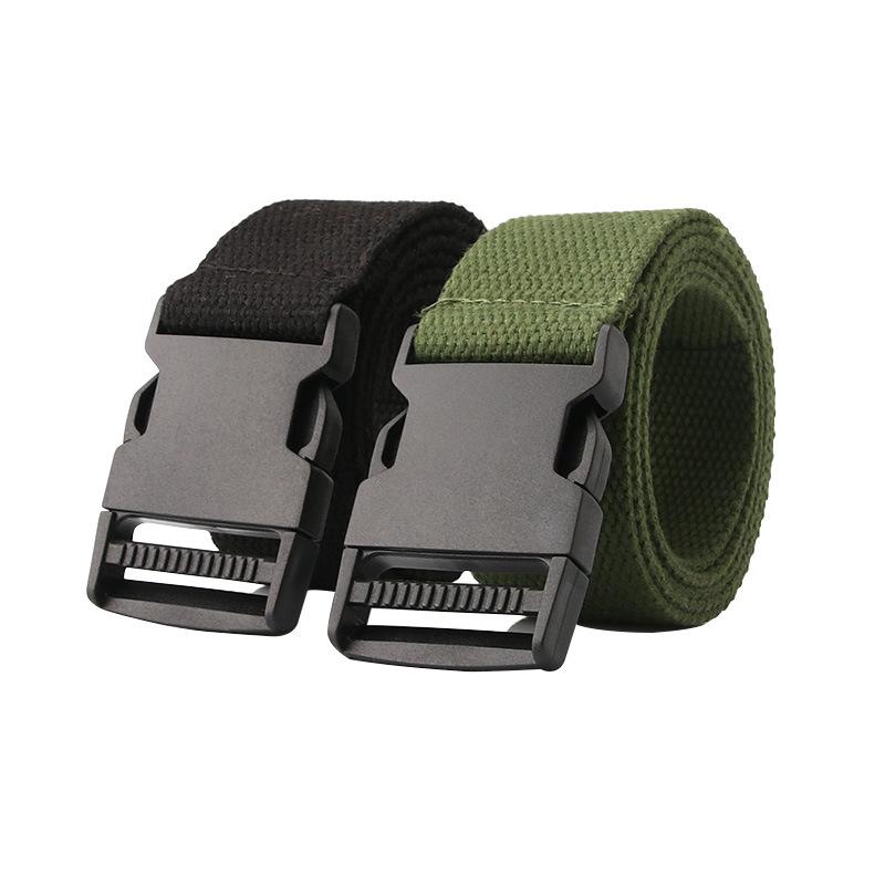 Men'S And Women'S Canvas Belts, Leisure Sports No Metal Plastic Buckle Belts, Outdoor Military Training Belts Belts
