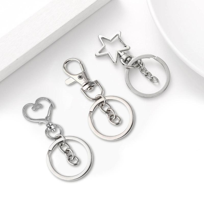 Lot de 50 Porte-clés Uniques à Faire Soi-même Crochets Porte-clés à Fermoir Mousqueton pour Lanière de Bricolage