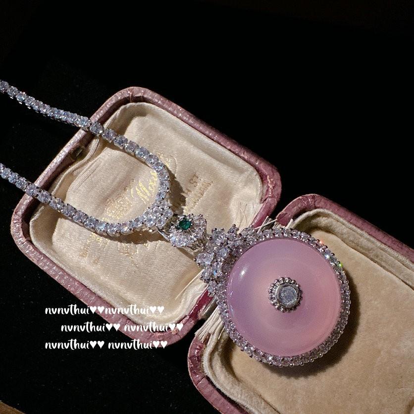 Emperor Pink And Purple Chalcedony Safety Buckle Necklace, Water Spirit, High Ice Powder Chalcedony Engraved Zircon Bracelet.