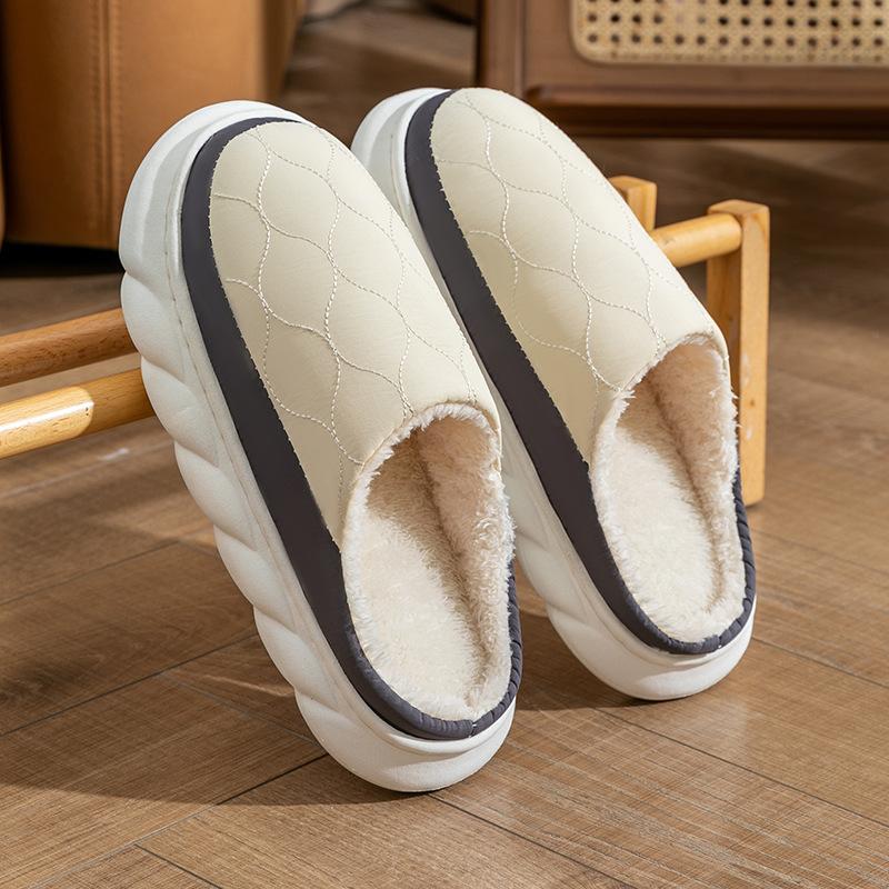 Мода Модные хлопковые тапочки осень и зима теплые домашние толстые подошвы пара плюшевые — фото 13