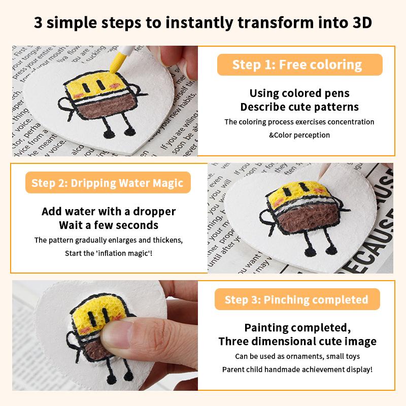 10 Pcs 3D Stereo Foam Texture Painting Diy Handmade Painting Wooden Paddle Sponge Creative Blank Drawing Board