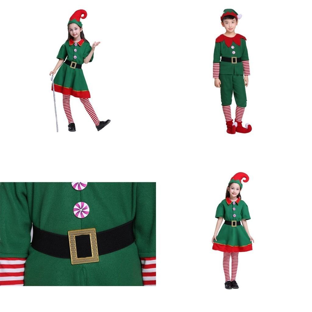 Premium Kids Christmas Elf Fancy Dress Set For Xmas Parties Cosplay Role Play