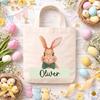 Custom Easter Bunny Bag With Name For Kids Egg Hunting Activities Reusable Goodie Bag Classroom Treat Bag Holiday Gift Basket