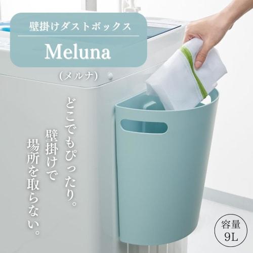 ISETO Meluna Wall-Mounted Trash Can, White, 9L, 28.4cm W x 16.3cm D x 32.0cm H, Made in Japan, Wall-Mountable, with Handle and Wall-Mounting Hook, Kit