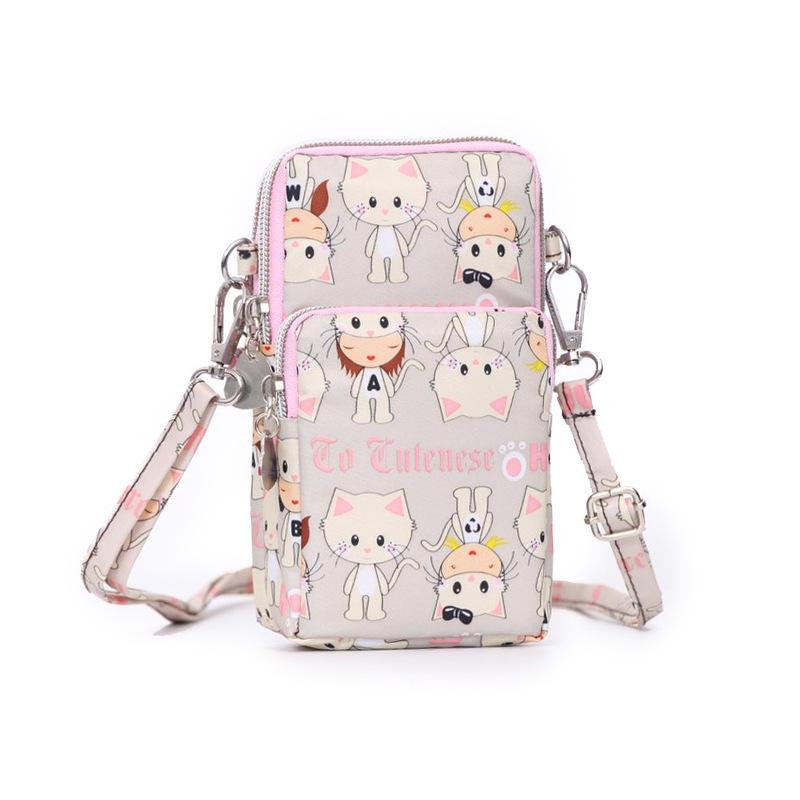 Nylon Schulter-Crossbody-Handytasche für Damen, Sport Laufen Mehrschichtige Reißverschlusstasche Armbandtasche, Clutch Münzbörse, Schlüsselhalter