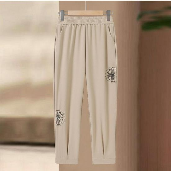 

Spring 2026 High-Waisted Casual Pants – Chinese Style for Middle-Aged and Elderly Women 2XL (110-120 jin) хаки