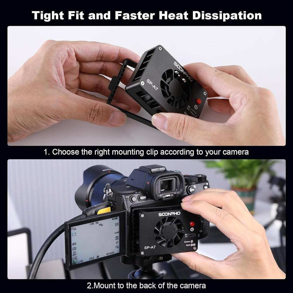 Camera Heat Sink Cooling Fan Camera Cooler Live Broadcast Cooling Fan Radiator for Canon Sony FUJIFILM ZV-E10 A7M4 R5 R7 R6 XT4