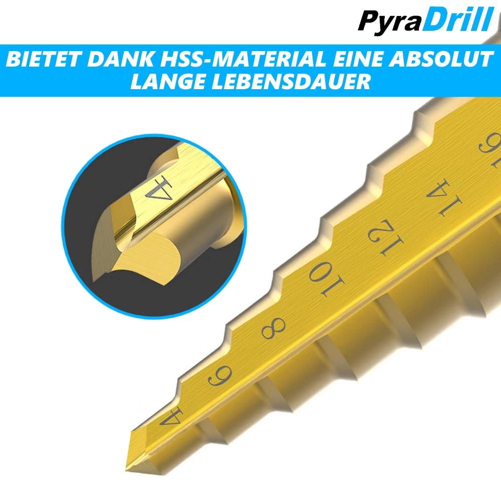 PyraDrill Stufenbohrer HSS Edelstahl Schälbohrer Kegelbohrer Konusbohrer 3er Set