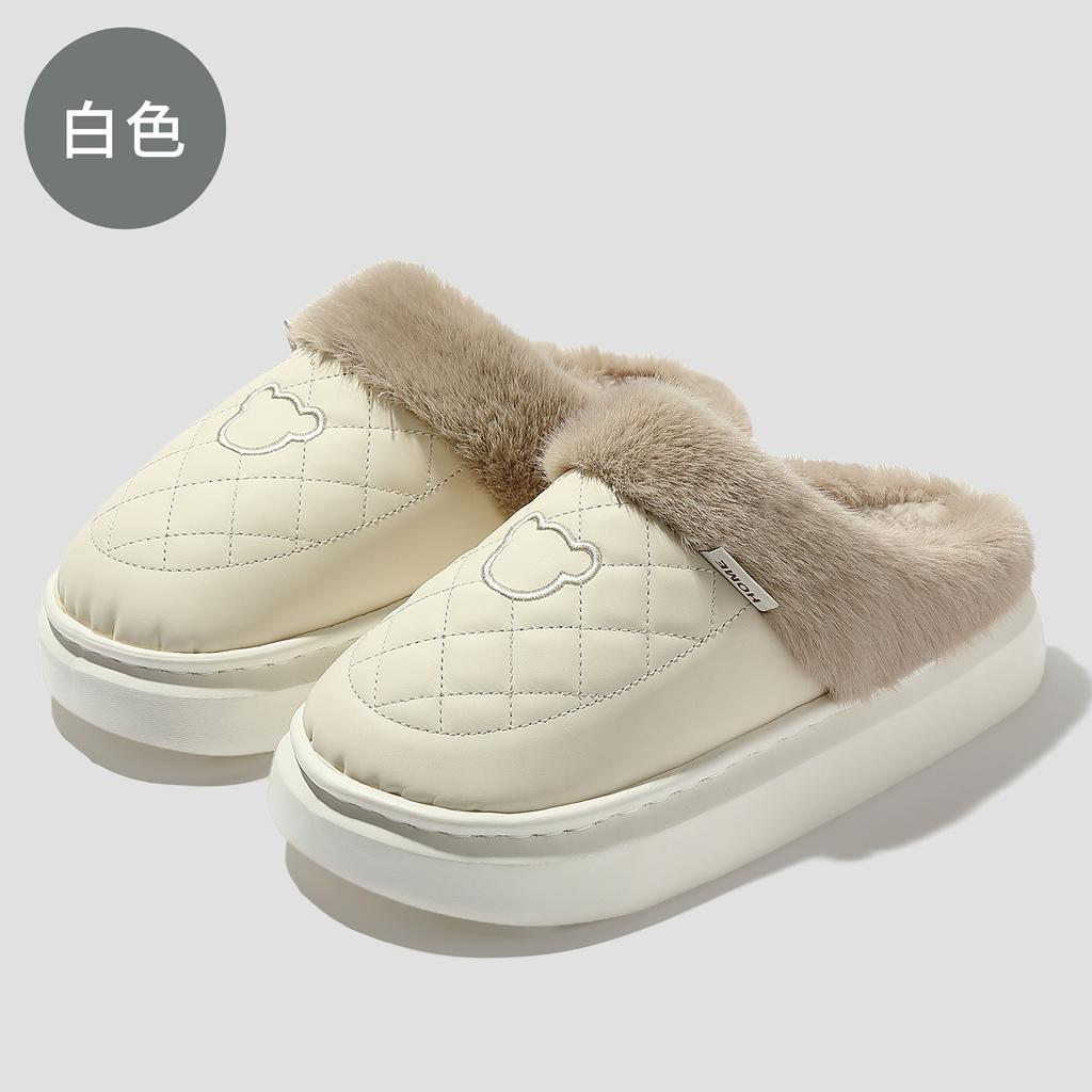 Waterproof Cotton Slippers Winter 2025 New Indoor Home Non-slip Household Couple Warm Thick Bottom Cotton Mop